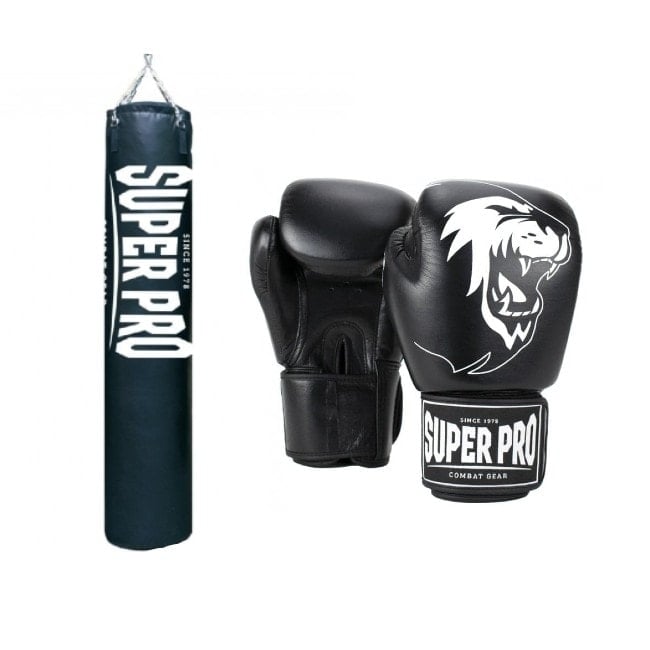 Super Pro Bokszakset 180 cm + Leren (Kick)Bokshandschoenen Super Pro bokszakset 180 cm met kickbokshandschoenen
