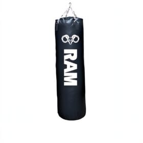 RAM O2 bokszak zwart 150 cm inclusief sterke ophangketting met geluidsarme ophangstraps