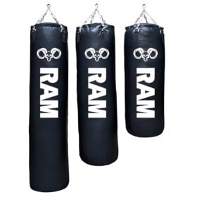 RAM O2 zwarte bokszak met silent straps ophangsysteem inclusief robuuste ophangketting