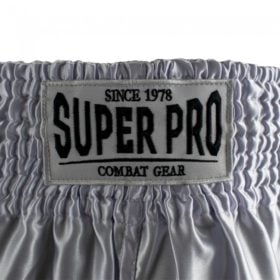 Super Pro Combat Gear Thai- En Kickboks Broekje Brave Wit-Zwart Super Pro Combat Gear Thai- En Kickboks Broekje Brave Wit-Zwart