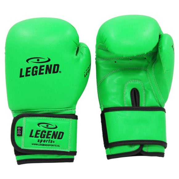 Groene bokshandschoenen voor kinderen van 4-8 jaar van Legend Sports.