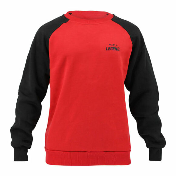 Een rode trui van Legend Sports voor dames en heren.