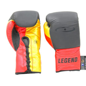 Leren bokshandschoenen met veters van Legend Sports, voor dames en heren.