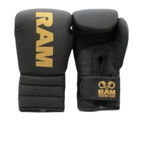 Zijaanzicht van de RAM Legendary zwart-gouden lederen handschoenen