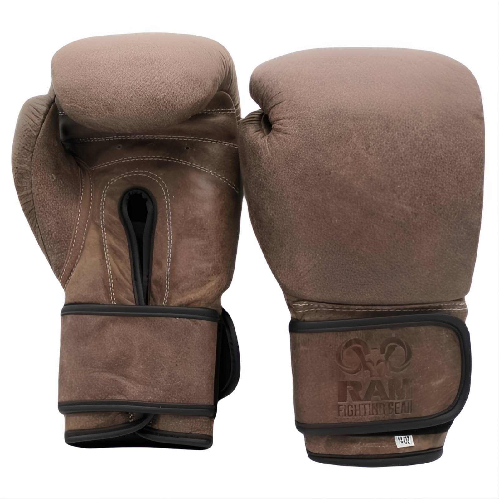 RAM 'My Precious' Bokshandschoenen Leer Retro Bruin RAM My Precious kickbokshandschoenen van echt leer in retro bruin