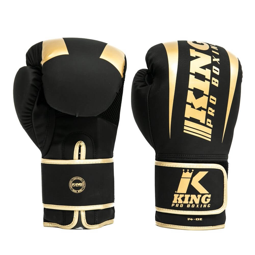 King Kpb-Revo 6 Bokshandschoenen Zwart-Goud Zwart gouden kickbokshandschoenen van King.