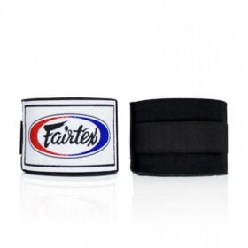 Zwarte boksbandages vna Fairtex, 460 cm, voor dames en heren.