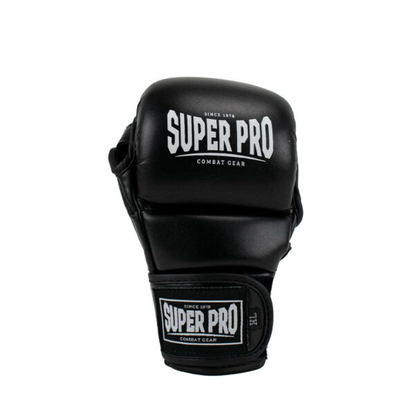 Super Pro Combat Gear Shooter Lederen MMA Handschoenen Zwart Wit 2 1
