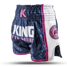 blauw roze kickboksbroekje van king, voor volwassenen en kinderen.