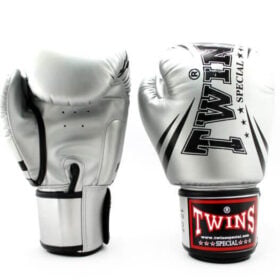 Zilveren bokshandschoenen, van Twins.