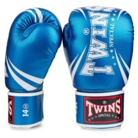 Blauw witte bokshandschoenen, van Twins.