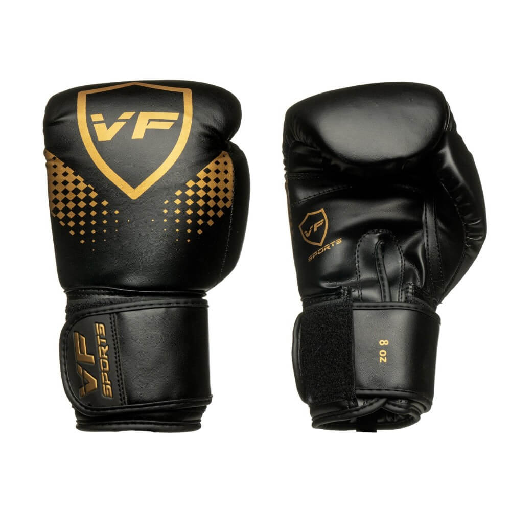 VF Sports Pop Bokshandschoenen Zwart / Goud Zwart gouden bokshandschoenen van Vf Sports, de serie pop.
