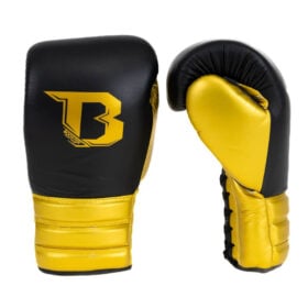 Booster RS LU 5 Leren Bokshandschoenen met Veters Zwart - Goud