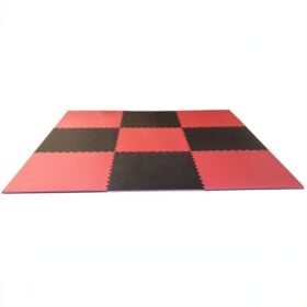 Puzzelmat / Vloermat 100 x 100 x 2,5 cm Rood–Zwart Rode en zwarte puzzelmaten bevestigt aan elkaar