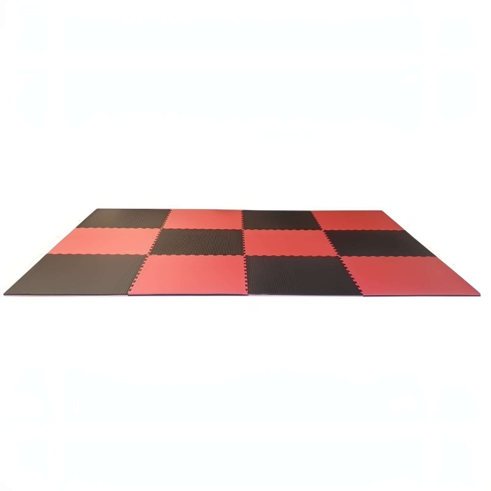Puzzelmat / Vloermat 100 x 100 x 2,5 cm Rood–Zwart Zwart en rode puzzelmaten bevestigt aan elkaar