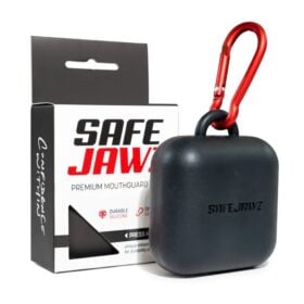 Zwart opberghoesje voor een bitje / mondbeschermer van Safejawz.