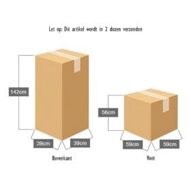 RAM O2 Bokspaal / Staande Bokszak - Zwart Infographic met de afmetingen van de twee verzenddozen voor de RAM bokspaal