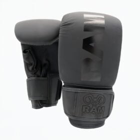 Set van RAM Elite Deluxe leren bokszakhandschoenen in mat zwart