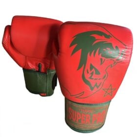 Kinder bokshandschoenen van Super Pro combat gear, de WK serie Nation Marrokko, rood groen.