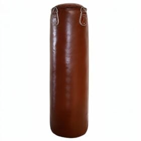 Vooraanzicht van de bruin lederen classic bokszak 150 x 40 cm.