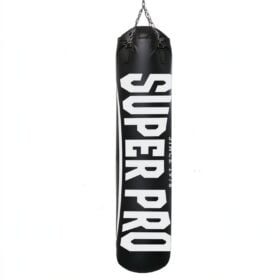 Volledig aanzicht van de zwarte Super Pro Water & Air Punchbag van 150 cm