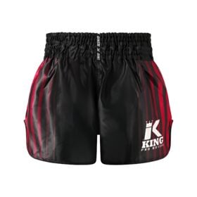 Achteraanzicht van het king bloodline 1 kickboksbroekje in het zwart-roze.