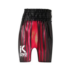 Zijaanzicht van het king bloodline 1 kickboksbroekje in het zwart-roze.