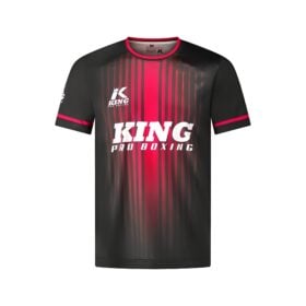 Vooraanzicht van het t-shirt van King bloodline 1 in het zwart roze.