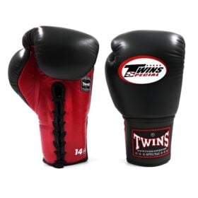 Set van de leren Twins bokshandschoenen met veters, de bgll 1 Zwart.